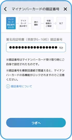署名用電子証明書入力